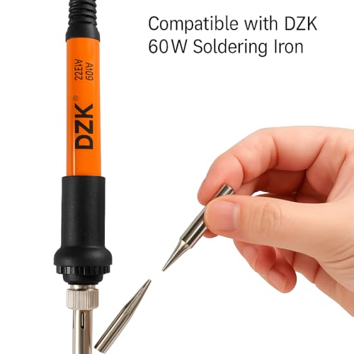 Image of DZK 60W Premium Soldering Iron with Adjustable Temperature Control Knob & 5 Stainless Steel Tips | Fast Heating, Easy Installation, Heat-Resistant Handle - Ideal for PCB, Wire & DIY Projects