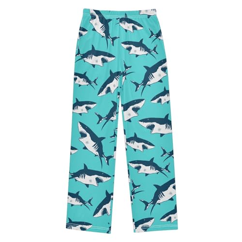 Wild Sea Shark Boys Long Pants Soft Trousers Elastic Waist Kids Lounge Bottoms with Pockets S-XL