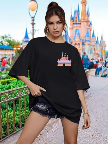 Magic Kingdom Shirts for Women: Oversized Castle Graphic Tees Magical Fairy Tale Gift Shirt Casual Short Sleeve Tops2