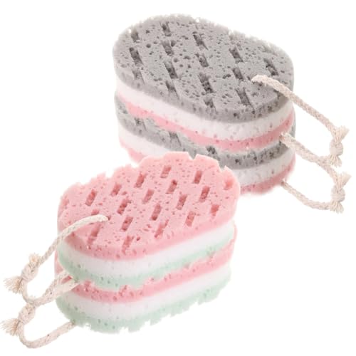 Alasum Esponjas de Ducha para Exfoliar Cuerpo 4piezas Esponja Baño Natural para Limpieza Profunda y Suave Cuidado Piel para Hombres y Mujeres