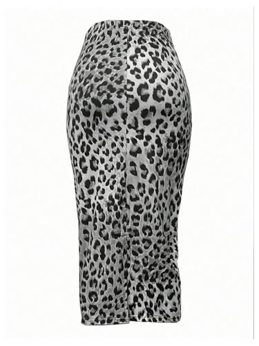 SOLY HUX Women's Plus Size Leopard Skirt Cheetah Print High Waisted Split Back Bodycon Midi Skirts2