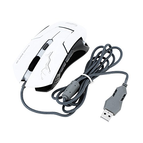 HAOTING 2400DPI USB Filaire réglable 6D Souris de Jeu 6 Boutons Souris lumières colorées LED pour Ordinateur de Bureau Cover