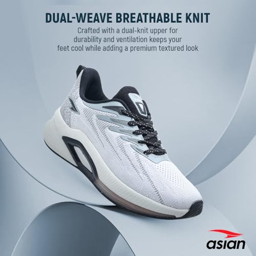 Image of ASIAN Powerplay-31 Men's Running Shoes | Wave-Tech Knit Upper with AeroFlow Side Panels | EVA Midsole | Fish-Scale Yarn | Stylish Athletic Sneakers