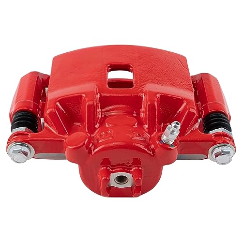 Image of TRQ Front Left Right Brake Caliper w /Bracket Performance Red Driver | For 2002-2006 Acura RSX 2003-2011 Honda Civic 2007-2008 Fit