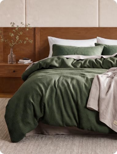 Image of Bedsure PureWoven Cotton Waffle Weave Duvet Cover, Queen, Duvet Cover Only