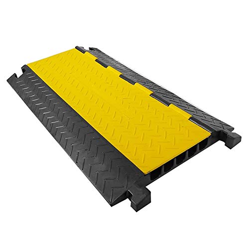 Pyle Durable Cable Protective Ramp Cover - Supports 33000lbs Five Channel Heavy Duty Cord Protection w/Flip-Open Top Cover, 31.5” x 17.5” x 1.77” Cable Concealer for Indoor Outdoor Use PCBLCO109
