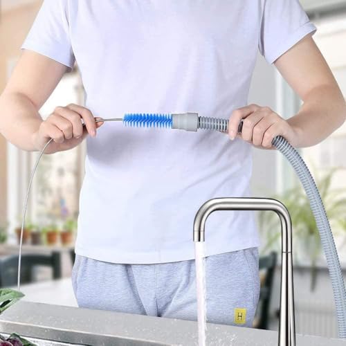 Image of CPAP Tube Cleaning Kit - 6.5Ft Flexible Stainless Steel Brush + 15 /19mm Spiral Head Compatible with CPAP Tubing 2-in-1 Cleaning Tool Set