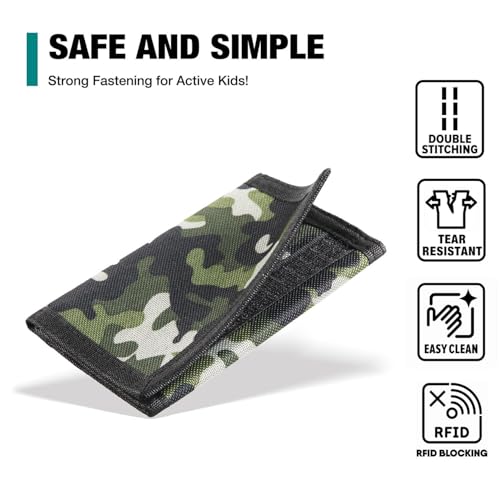 Image of Kids Wallet, Camo, Unisex, Canvas, Novelty, Zipper, Coin Pocket, RFID Protected, Gift for Kids & Teens (4+)