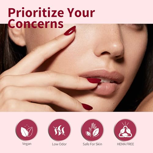 Image of CANNI Dark Red Jelly Gel Nail Polish, 1Pcs Sheer Burgundy Red Gel Polish Deep Wine Color High Gloss Soak Off U V Nail Manicure Salon DIY