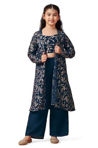 Image of Fashion Dream Girls Georgette Embroidered Palazzo Set|Kids Ethnic Wear|sharara set for girls|Indo Western Set