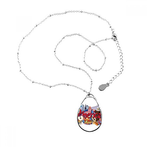 Pendentif en forme de goutte d'eau finition soignée motif America Liberty