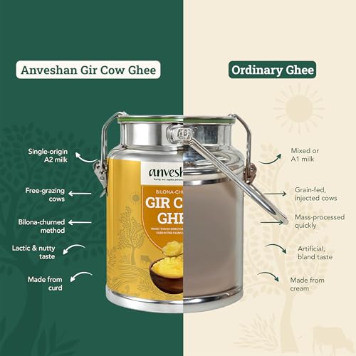 Image of Anveshan A2 Gir Cow Ghee - 5L Dolchi | Traditional Bilona Method | Curd- Churned | Cultured | Pure and Nutural | Lactose and Gluten Free | Lab Tested
