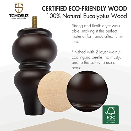 TCHOSUZ 6 inch / 15cm Wooden Furniture Legs - Image 2