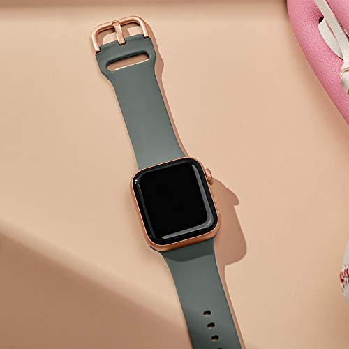 Sport Band Compatible with Apple Watch Bands 49mm 46mm 45mm 44mm 42mm 41mm 40mm 38mm, Soft Silicone Replacement Strap with Classic Clasp for iWatch
