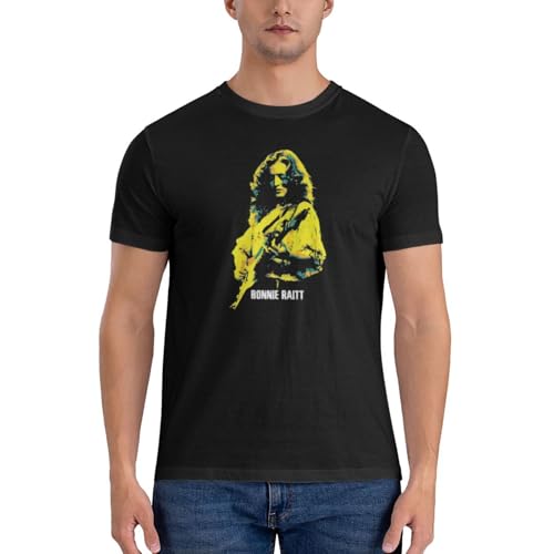 Bonnie Music Raitt Shirt Men's Crew Neck T-Shirt Cotton Tees Lightweight Tee for Daily Casual Black2