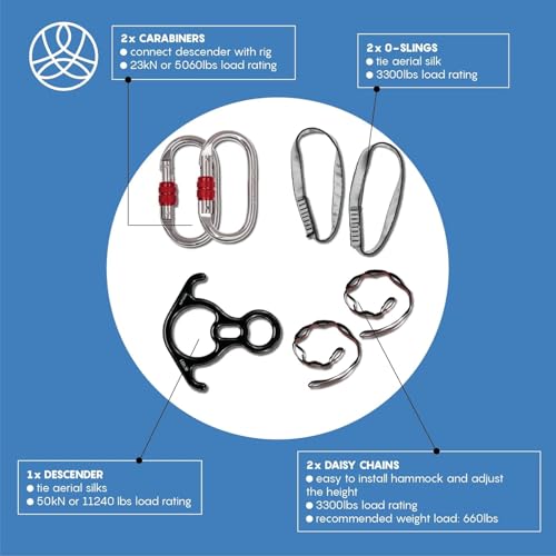 Juego de sedas aéreas, hamaca de yoga premium para uso doméstico, tela de baja elasticidad, kit completo de inicio de aparejo aéreo con todos los accesorios incluidos, adecuado para todos los niveles