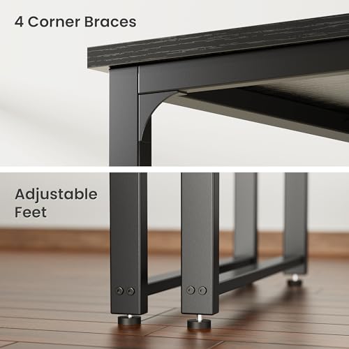 Huuger 71 x 31.5 Inch Desk with Power Outlets & USB-C,1.2 Inch Thicker Desktop, Robust Metal Tubes, Deep Computer Desk, Heavy Duty Office Desk, Work Desk for Home Office, Black