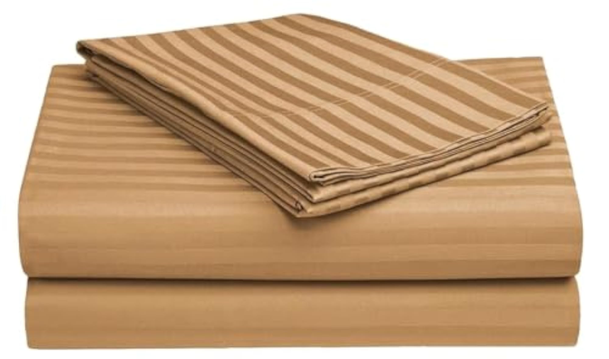 100% Cotton 300tc Queen Size Beige Striped Double Bedsheet
