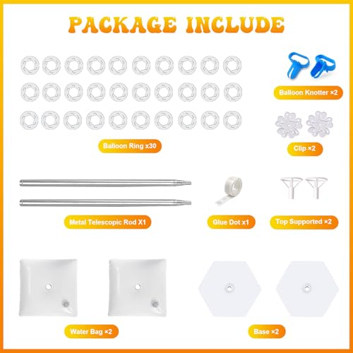 IDAODAN 2 Set Balloon Column Kit for Kids, Balloon Column Stand with Base, 6.5ft Height Balloon Tower Stand for Wedding Baby Shower Birthday Party Event Decorations