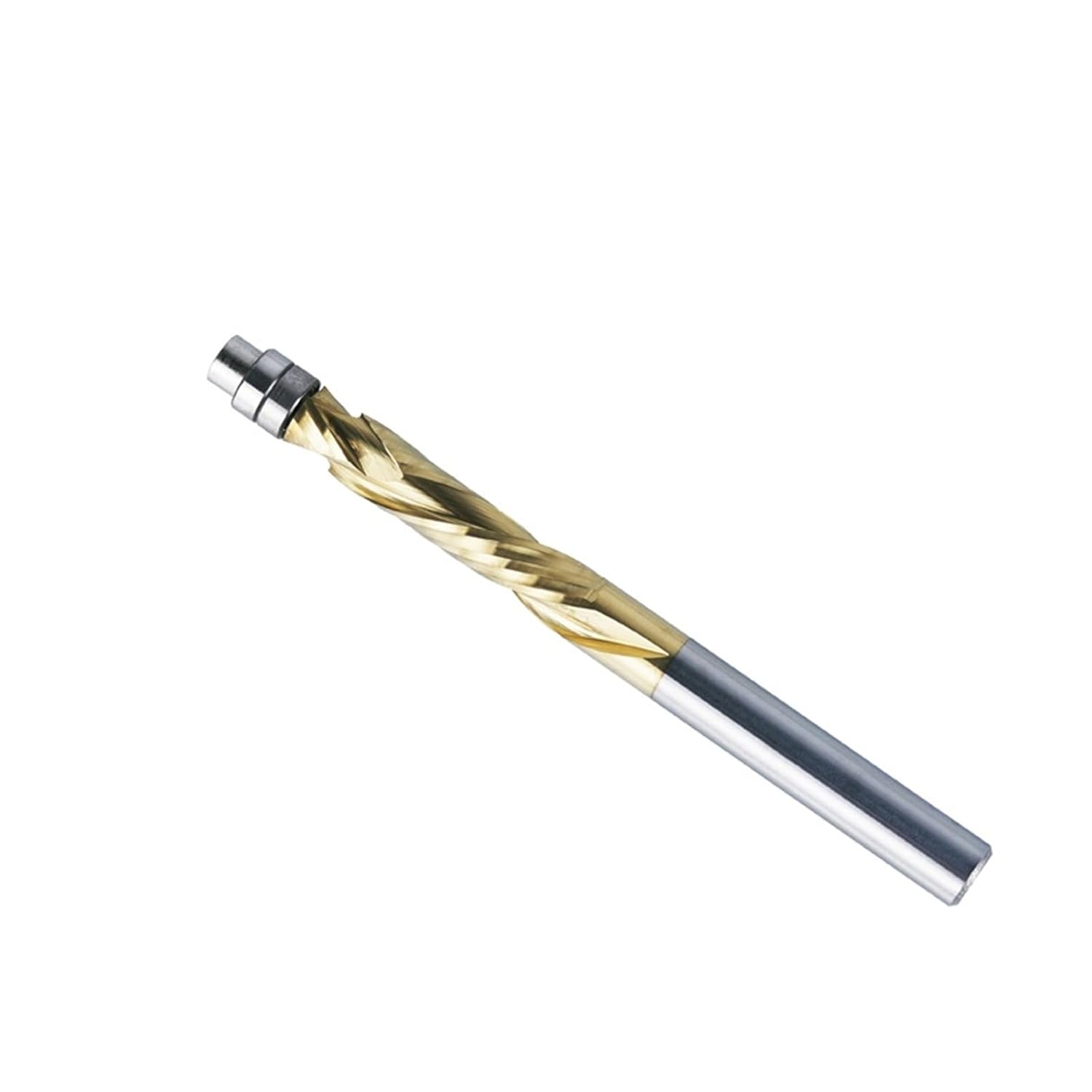 6MM 6.35MM 8MM Solid Carbide Bearing Guided Compression Milling Cutters Spiral Flush Trim Woodworking Trimmer Bit 1Pcs(WTUD2F-D6.0-L28-TiN)