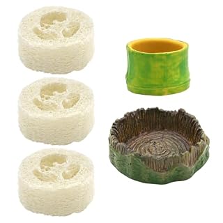 CYUXING set de 5 pièces : mangeoire souche et abreuvoir bambou
