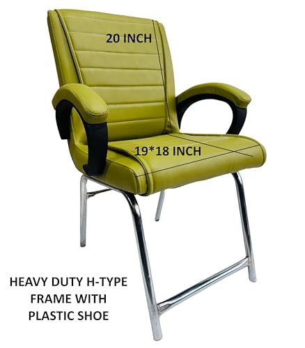 Image of Special Director Principal Manager Office Visitor with arm Rest with Double Pipe Frame and Cushioned seat Back (1, Green, H Frame)