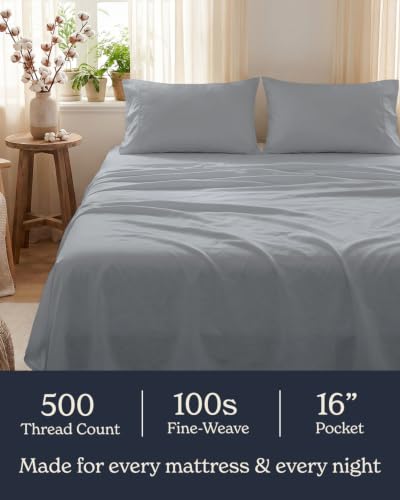 Image of Beckham Hotel Collection 100% Cotton Cal King Sheet Set, 4 PC, Light Gray