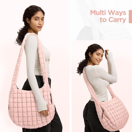 Image of Puffer Tote Bag for Women Large Quilted Crossbody Bag Quilted Carryall Bag Soft Puffy Hobo Handbags Puff Purse Shoulder Bag