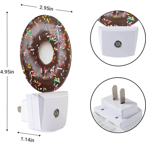 Image of EKOBLA Donut Night Light, Chocolate Dessert Snack Night Lights Plug Into Wall for Kids, 0.5W for Stairway, Hallway and Bedroom