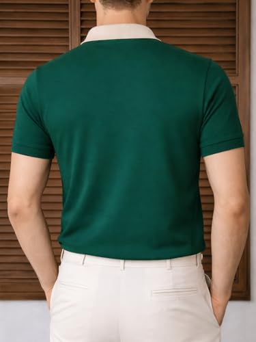 Image of Veirdo Men's Polo T-Shirt Regular Fit, Half Sleeve Contrast Collar Tee, Solid Color Summer Wear, Comfortable Travel, Casual & Office Styling (Sizes S-2XL)