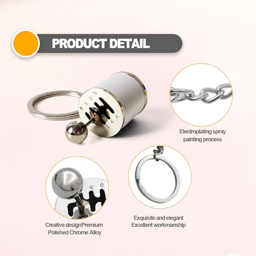 Image of Creative Auto Part Model Gear Box Shifter Keychain, 6 Speed Gear Box Shifter Keychain Key chain Ring, Mini Car Gear Shift Stick Knob Keyring, Car Key Fob Keychain Accessories(silver)