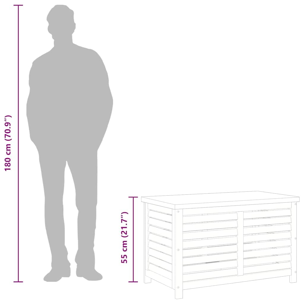Gartenbox Massivholz Eukalyptus 90x48x55 cm mit Deckel, Stauraum für Auflagen und Kissen, wetterfest und platzsparend für Balkon Terrasse Outdoor Nutzung