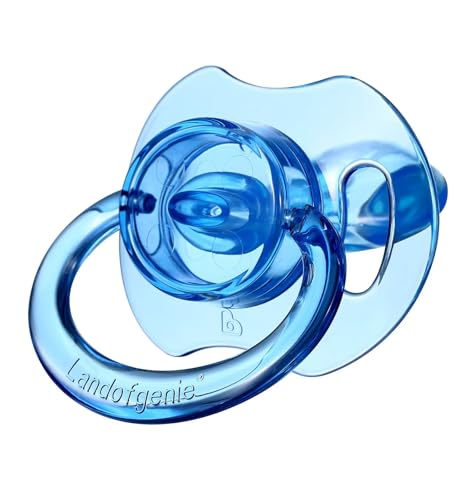 Image of Landofgenie Large Shield Adult Size Pacifiers Bone Shape Transparent Design Pacifier Blue