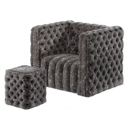 KIITH(キース)ボタン絞り ソファー・スツール グレー