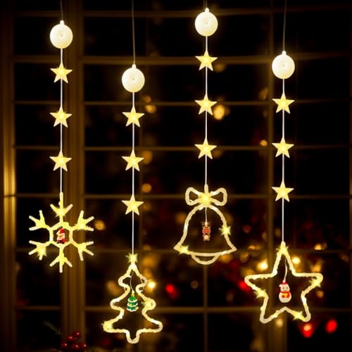 Weihnachtsdeko Fenster Innen Aussen, 4 Stück Weihnachtsbeleuchtung...