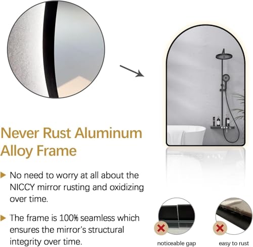 Niccy Black Arched LED Mirrors, Backlit Bathroom Mirror, 40"x30" by Niccy - Used condition - Image 2