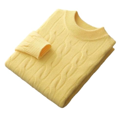 Men's O-Neck Twist Flower Merino Wool Knitted Winter Pullover Thick Sweater