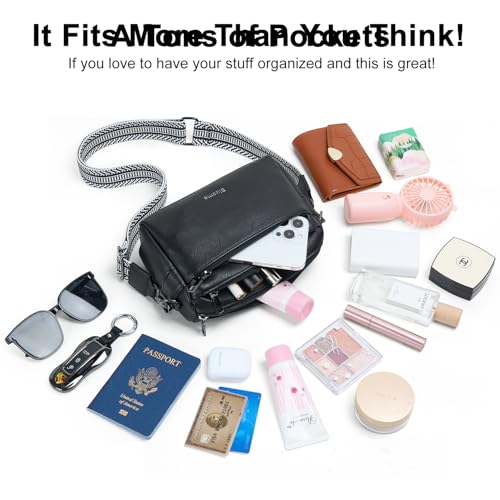 Image of Bluome Crossbody Purse for Women Multi Pocket Crossbody Bag with 3 Front Pockets Leather Shoulder Bag Everyday Travel Bag