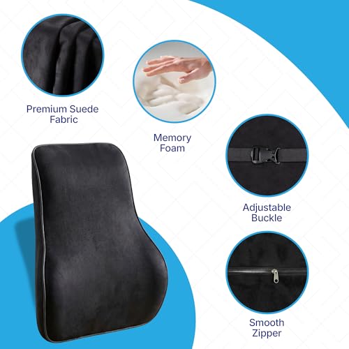 Image of KINGSWAY Car Accessories Orthopedic Lumbar Support Seat Cushion, Universal Use Car Pillow, Memory Foam Pillow in Black, Super Soft and Super Comfort Design Sciatica Back Support, Pack of 1