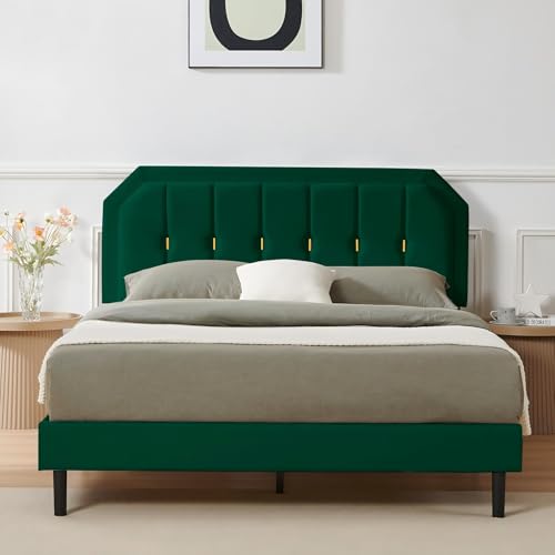 Furnify Full Size Velvet Bed F...
