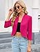 KOJOOIN Womens Casual Cropped Blazer 3/4 Sleeve Collarless Open Front Ruffle Work Office Cardigan Suit Jacket Shrug Large, Rosered