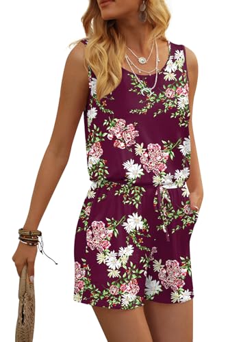 Image of DouBCQ Womens Summer Casual Sleeveless Loose Jumpsuits Romper with Pockets
