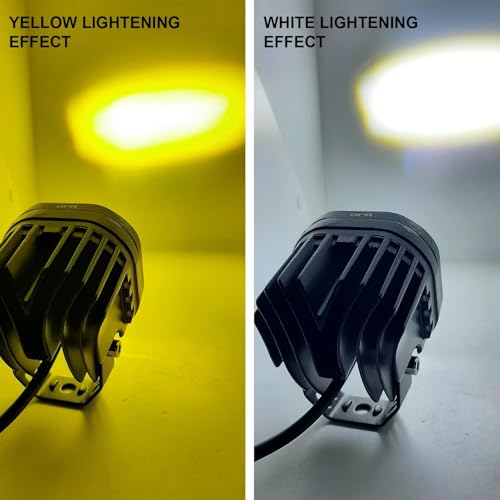 Image of LIU HJG 80W Yellow-White Super Bright LED fog light for Bike /Car and SUV, 4 LED DRIVING LAMP with low /high beam (Pack of 2Pcs With Clamp)