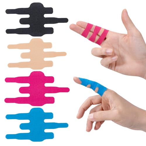 12 Stück Fingertape Kinesiotapes Vorgeschnitten Für Finger Elastisches Tape Sport Kinesiologie Tape Für Arthritis Sehnenentzündungen Und Schmerzlinderung(Blau + Schwarz + Hautfarbe + Rosa)
