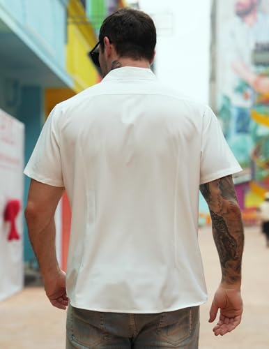 COOFANDY Mens Cuban Guayabera Shirt Short Sleeve Button Down Shirts Summer Beach Vacation Shirts3