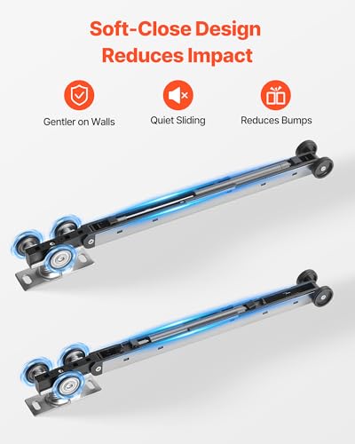 Image of VEVOR Sliding Pocket Door Hardware Track Kit, 56.73 inch Pocket Door Track Kit with Soft Close Mechanism for Smooth and Quiet Sliding, Easy to Install, for 1 inch to 1 3 /4 inch Thickness 30 inch Width Single Door
