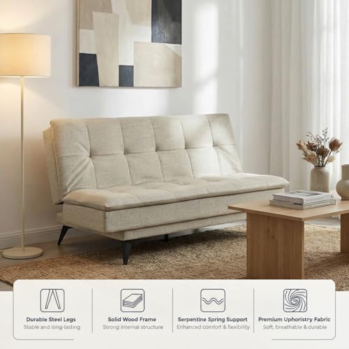 Image of Wakefit Flexia Sofa Cum Bed - Three Seater - Reflection Series White