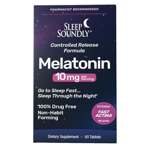 Sleep Soundly Melatonin 10mg, Fast Acting, Extended Release Sleep Formula,