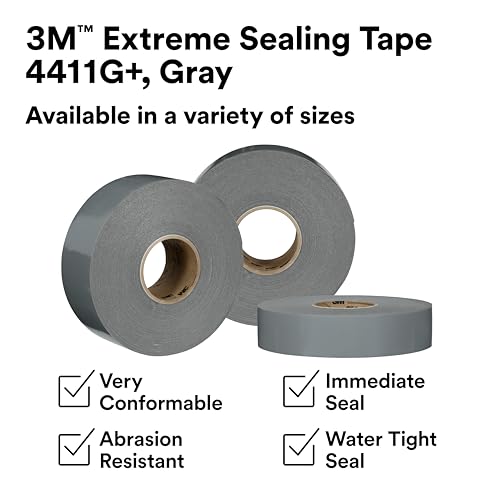 Image of 3M Gray Extreme Sealing Tape 4411G+ - 2 in x 36 yd, 1 Roll - High Performance, Waterproof, Durable, Single-Sided Acrylic Adhesive for Metal, Plastic, Seams, Joints, Gaps, Weather-Resistant