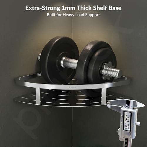 Image of Plantex Corner Shelf for Bathroom Wall /304 Grade Stainless Steel Bathroom Corner Shelf Rack /Bathroom Racks and Shelves /Multipurpose Bathroom Accessories Set - Pack of 2 (Chrome,9x9 Inches)